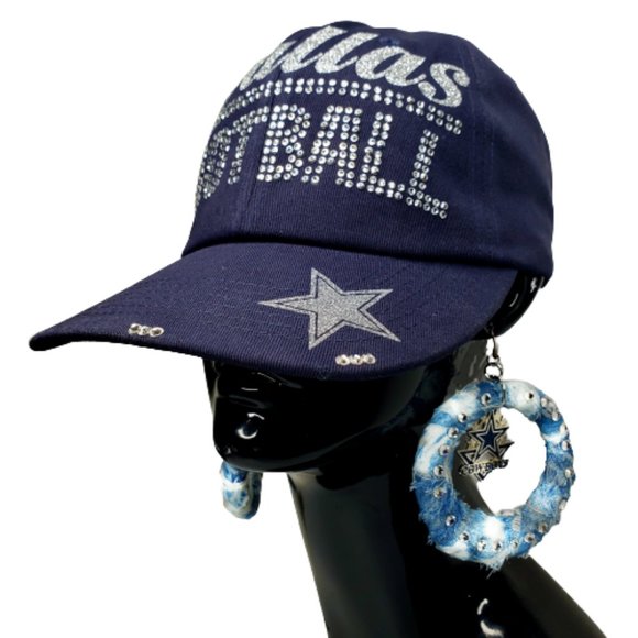 Dallas Football Navy Form Fitted Lt. Weight Jersey Tee with Studs & Swk Crystal - Picture 5 of 5